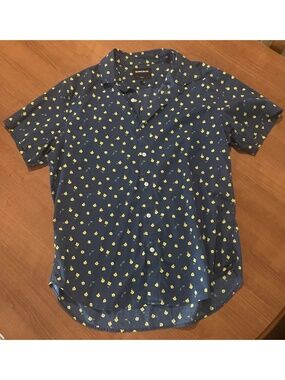 Bonobos Men’s Navy Yellow Flower Slim Fit Button Up Shirt L Golf Easter  Preppy